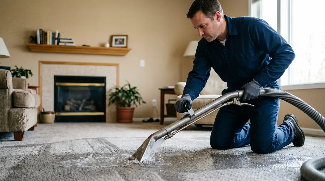 Water damage restoration technician working near Hillsgrove, PA